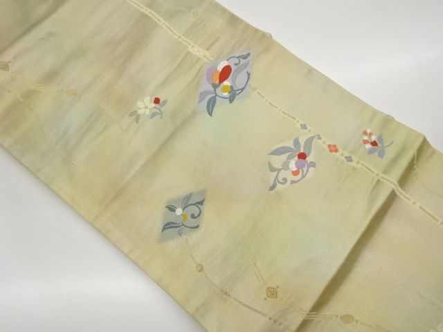 JAPANESE KIMONO / FLOWER ARABESQUE / WATER CHESTNUT WEAVE NAGOYA OBI